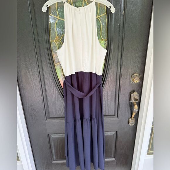 DKNY Ivory and Midnight Blue Maxi Dress - Picture 4 of 4